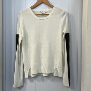 NWOT Soft Faux Leather Edged Arms Sweater